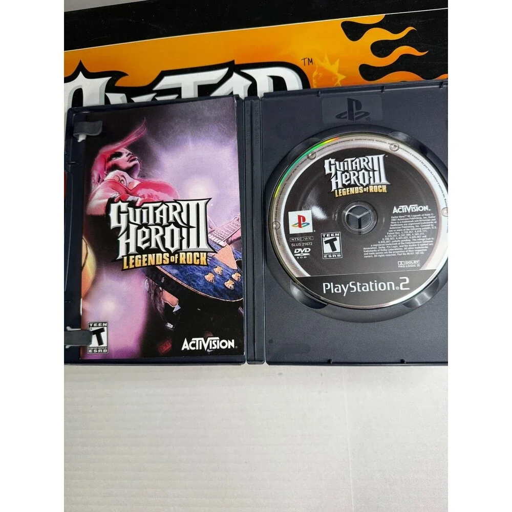 Guitar Hero III Legends of Rock PS2 RedOctane Wired Guitar Controller Game Box C